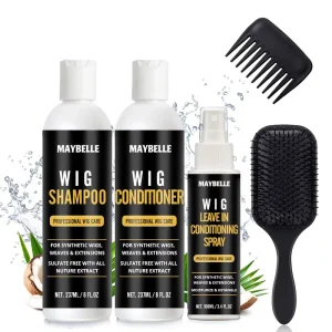 Customize Logo Wig Care Kit Hair Shampoo Conditioner Leave in Conditioner Spray With Detangle Brush