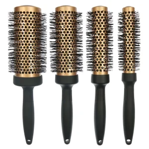 Customized Ceramic Hairbrush Heat Resistant Nylon Bristles ABS Styling Plastic for Curly Hair Ionic Technology Compact Salons