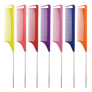 Customized Custom Easy Engraved Extra Sharp Steel Comb Precision Braiding Rat Tail Hair Parting Combs for Salon Hairdressing