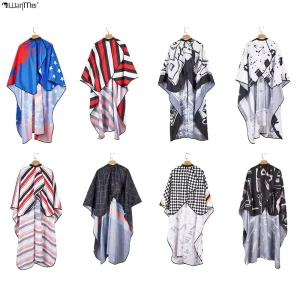 Customized Digital Printing Hair Salon Hair Cutting Apron Printed Designer Professional Barbers Waterproof Cape