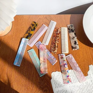 Customized Logo Acetate Hair Comb Fashion Korean Style Simple Acetate Hair Comb Anti Static Wide Tooth Comb for Women