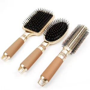 Customized Logo Ionic Hairbrush Set with Paddle Vent Nylon Bristles for Hair Extension Detangling Home Use