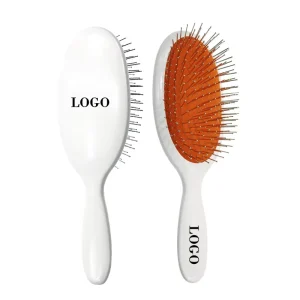 Customized Paddle Metal Bristle Hair Cushion Brushes Logo Pink Wig Brush with Metal Pin Professional Cushion Hairbrush