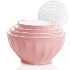 Customized Premium Sustainable PP Pink Mixing Salad Bowl Set of 4 Baking and Custom Logo for Home