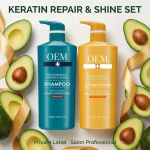 Customized Private Label Avocado Moisturizing Shampoo Set Sulfate Free Hair Repair & Smoothing with Natural Ingredients