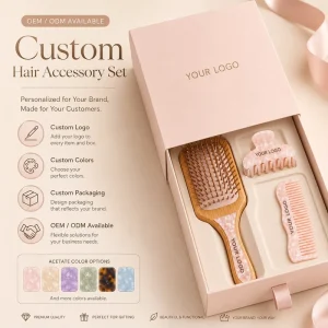 DD Custom Hair Brushes Hair Claw Set Bamboo Massage Hair Brush Custom Salon Hairbrush Comb Claw Clips for Women