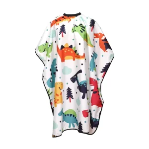 DINSHINE J-06 Cartoon Dinosaur Pattern Universal Hairdressing Cape for Kids’ Haircut Polyester Material Salon & Home Use