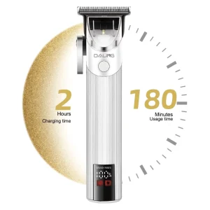 DL-0016 2-in-1 Professional Hair Clippers with Nose Hair Trimmer Metal Vertical Stripe Shell