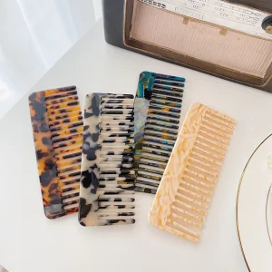DOWELL Geometric Comb Marble Pattern Acetate Straight Hair Comb
