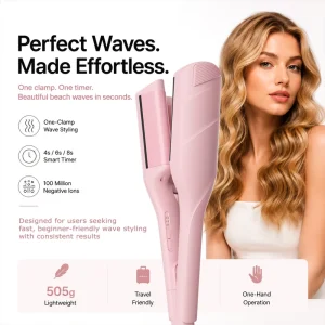 Deep V Beach Waver Electric Portable LED Hair Curler Professional Wave Hair Waver Ceramic Ionic Mermaid Hair Crimper Salon OEM