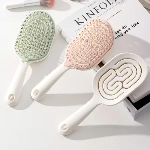 Detachable Self Cleaning Bristle Hollow Comb for Women Waterproof Fluffy High Cranial Top Scalp Massage Hairbrush