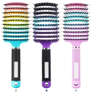 Detangling Hairbrush with Massage Waves and Boar Bristles for Thick Curly Hair Cushioned Feature
