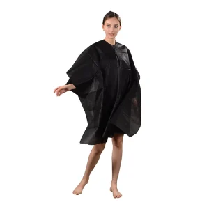 Disposable Non woven Fabric Barber Coat Hair Cutting Cape Suitable for Hair Salons with Magic Tape at Neck