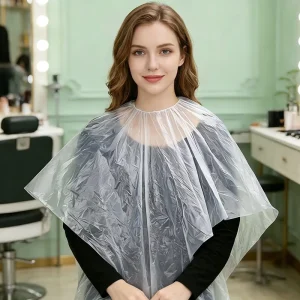 Disposable PE Cape for Hairdressing Salon Beauty Shawl Care Oil Hair Color Perm Bib Hair Care Accessory