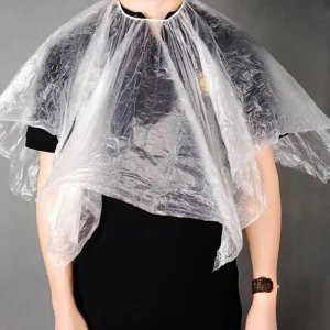 Disposable Waterproof PE Plastic Hairdressing Cape Salon worthy Beauty Bib for Hair Cutting Hair Oil Color Perm Shawl Barber