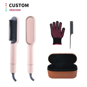 Double Comb Design Hair Straightener Brush 220 Volt Private Label Electric Brush for Styling Hair Straightening