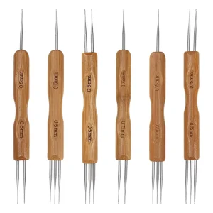 Double ended Bamboo Handle Dreadlock Wig Aluminum Crochet Tool Sweater Needle DIY Hair Extension Crochet Hook