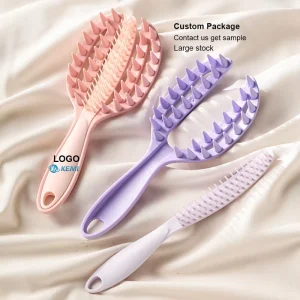 Double sided Coarse and Fine Wide Tooth Shampoo Hair Brush Soft Rubber Silicone Curved Vented Scalp Massage Comb