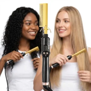 Dry Wet Dual Use Copper Comb Straight Hair Roller Household Roll Straightening Multifunctional Electric Easy to Use