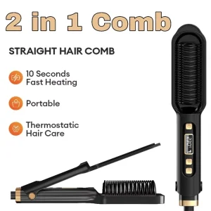 Dual Purpose Automatic Electric Curling Comb LCD Straightening Brush Negative Ion Tourmaline Ceramic Fast Heating Lazy Hair