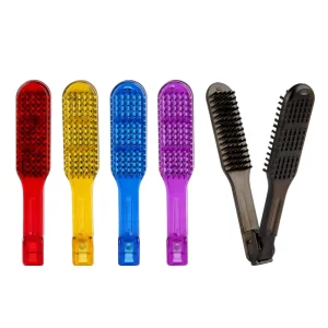 Dual Sided Anti Static V Shaped Hair Straightening Comb Plastic Handled Clamp Styling Tool for Home Hairdressing