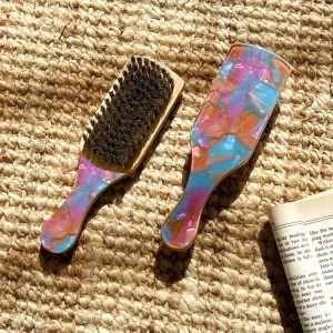EASY Premium Fashion Anti Static Volumizing Hair Comb Acetate Plate Elegant Hairbrush Geometric Design Portable Massage Comb