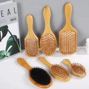Eco Bamboo Hair Brush Hair Scalp Massage Comb Air Cushion Styling Tools for Women and Men
