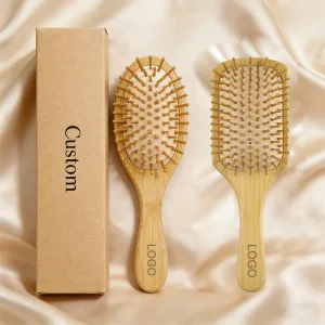 Eco Friendly Natural Detangling Custom Logo Handle Massage Bamboo Hair Brush