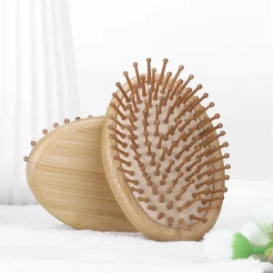 Eco Friendly Oval Handle Natural Bamboo Small Hairbrush Air Bag Comb Round Wood Pins Anti Static Cushion Laser Hair Brush