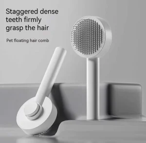 Eco-Friendly Stainless Steel Cat Dog Grooming Comb Press-Type for Removing Loose Hair Pet Supplies