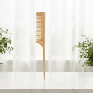 Eco friendly Portable Hotel Bamboo Fine Tooth Rat Tail Comb Laser Cut Wooden Hair Comb