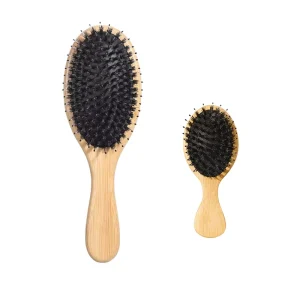 Eco friendly Wooden Scalp Massage Hair Comb Nylon Boar Bristles Hair Brush Airbag Paddle Hair Brush