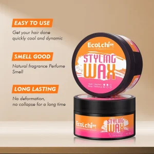 Ecolchi Hair Styling Wax Private Label Products Ultra Strong Hold Thickens Styling Balm Alcohol Free Vegan Organic 80g Unisex