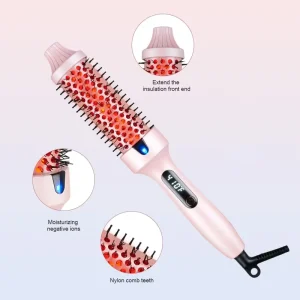 Electric 3 1 Heated Brush Ionic Curling Hairbrush Ceramic Tourmaline Volumizing Straight Infrared Thermal Brush Women
