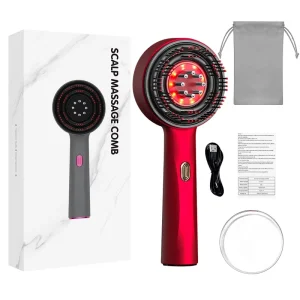 Electric Hair Scalp Massager Comb Brush with Red Light Device Oil Applicator for Hair Growth Plastic Head Massager