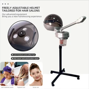 Electric Hair Steamer with Adjustable Height Hood One Face Haircare Evaporator Scalp Care Machine for Barbershops Baking Oil
