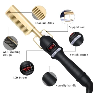Electric Hair Straightener Curler Wand Hair Straightener with Comb
