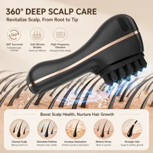 Electric Hairbrush Massager Portable Vibrating Massage Device for Head Spa Relaxation Hair Care