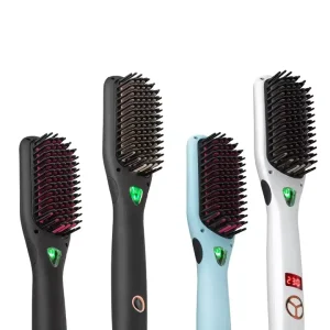 Electric Heating Hair Straightening Brush Multifunctional Hair Straightener Brush Beard Curler Ceramic Comb Hair Straightener