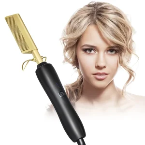 Electric Hot Air Comb Hair Straightener Flat Iron Straightener Curling Brush Comb Hair Straightener Comb