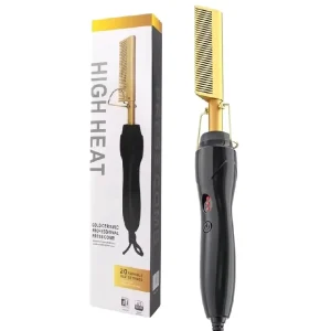 Electric Hot Comb Flat Iron 500 Degrees Curlin Fast Hair Straightener with 3 Temperature Settings for Thick Hair Metal Brush