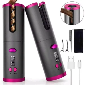 Electric Mini Spiral Wavy Curls Cordless Rechargeable Automatic Hair Curler Rotating Wireless Hair Curler Curling Iron