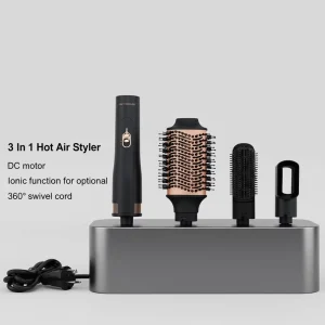 Electric Multi Purpose Hair Tools 3 in 1 Hot Air Styler Wrap Brush Hair Dryer With 360 Swivel Power Cord