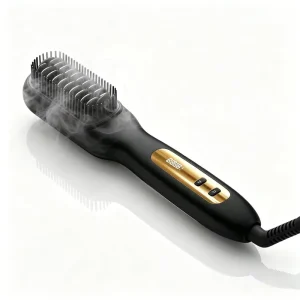 Electric Portable Ceramic Hot Comb Fast Heating Hair Salon Steam Hair Straightener Brush