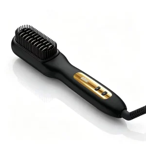 Electric Portable Hair Straightener Brush Comb Negative Ion Ceramic Technology 5 Level Adjustable Heat Settings French Spanish