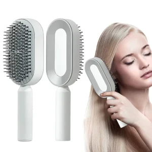 Electric Portable Nylon Hair Comb Straightening Brush One click Clean Self Cleaning Hair Loss Prevention Household