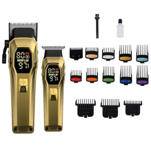 Electric Professional Hair Clippers Men Rechargeable Barber Trimmer Set 5 Speeds Stainless Steel Blades Waterproof