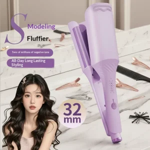 Electric Splint Home Hair Stick LED Curling Egg Roller with PTC Heater, Water Ripple Design, Big Wave Lazy Roll