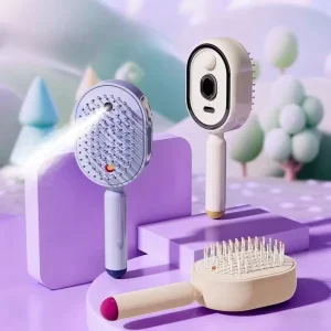 Electric Spray Air Cushions Massage Comb 3 in 1 Self Cleaning Steam Essential Oil Brush Rechargeable Spray Scalp Massager Combs