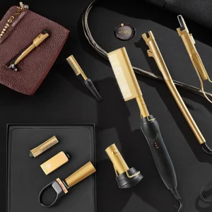 Electric Two in One Dual Purpose Curling Wand Straightening Comb Plastic Hair Extension Tool Home Use